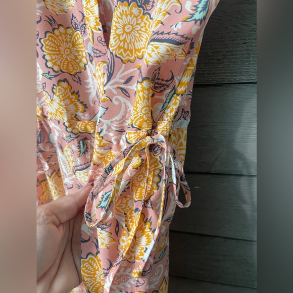 Ann Taylor LOFT Yellow Pink Boho Floral Print Sleeveless Dress Sz XS - Picture 15 of 15